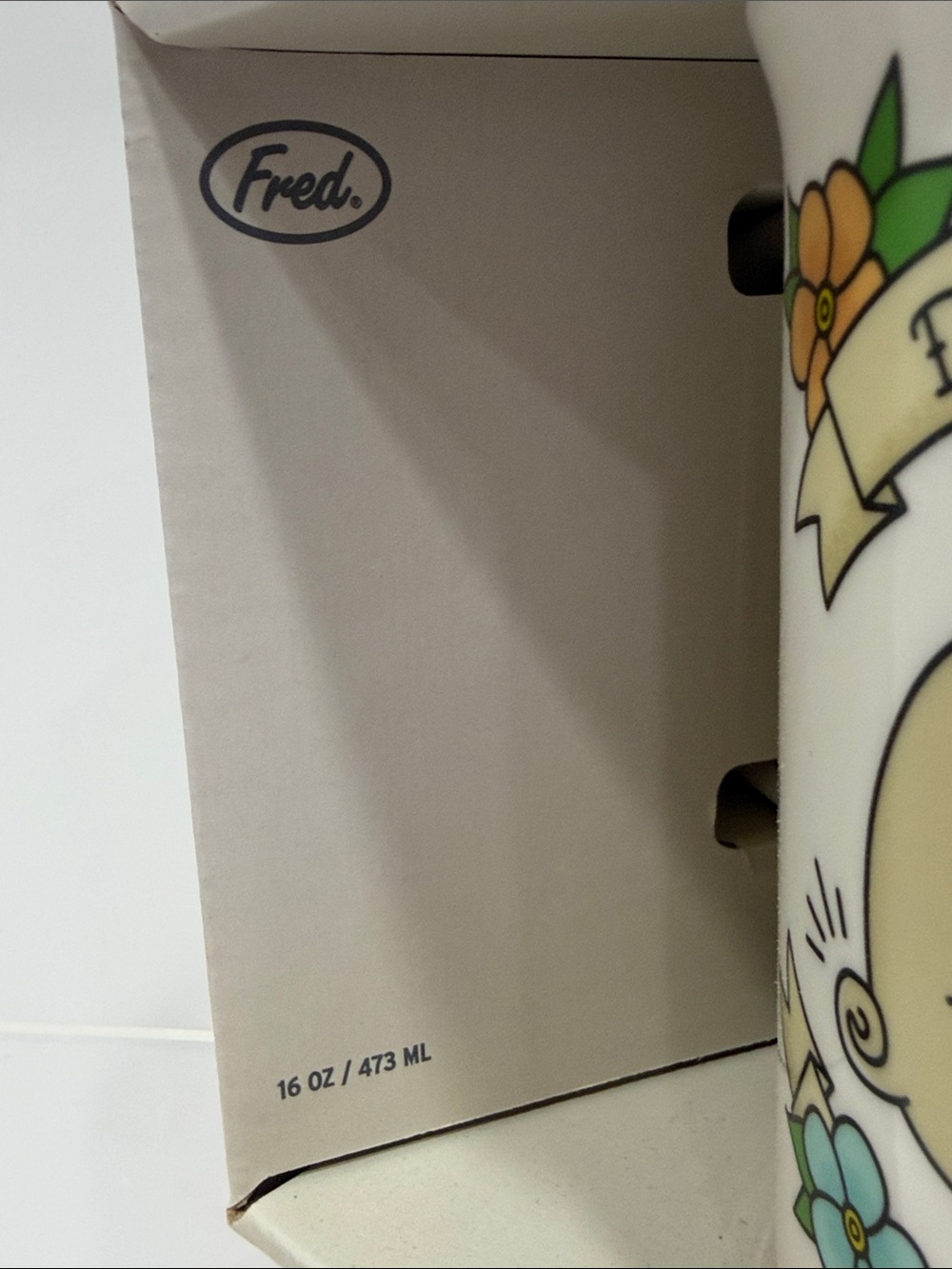 Genuine Fred “Dragging A**” Ceramic Mug with Pug and Pastel Flower Accents NIB - Picture 4 of 6